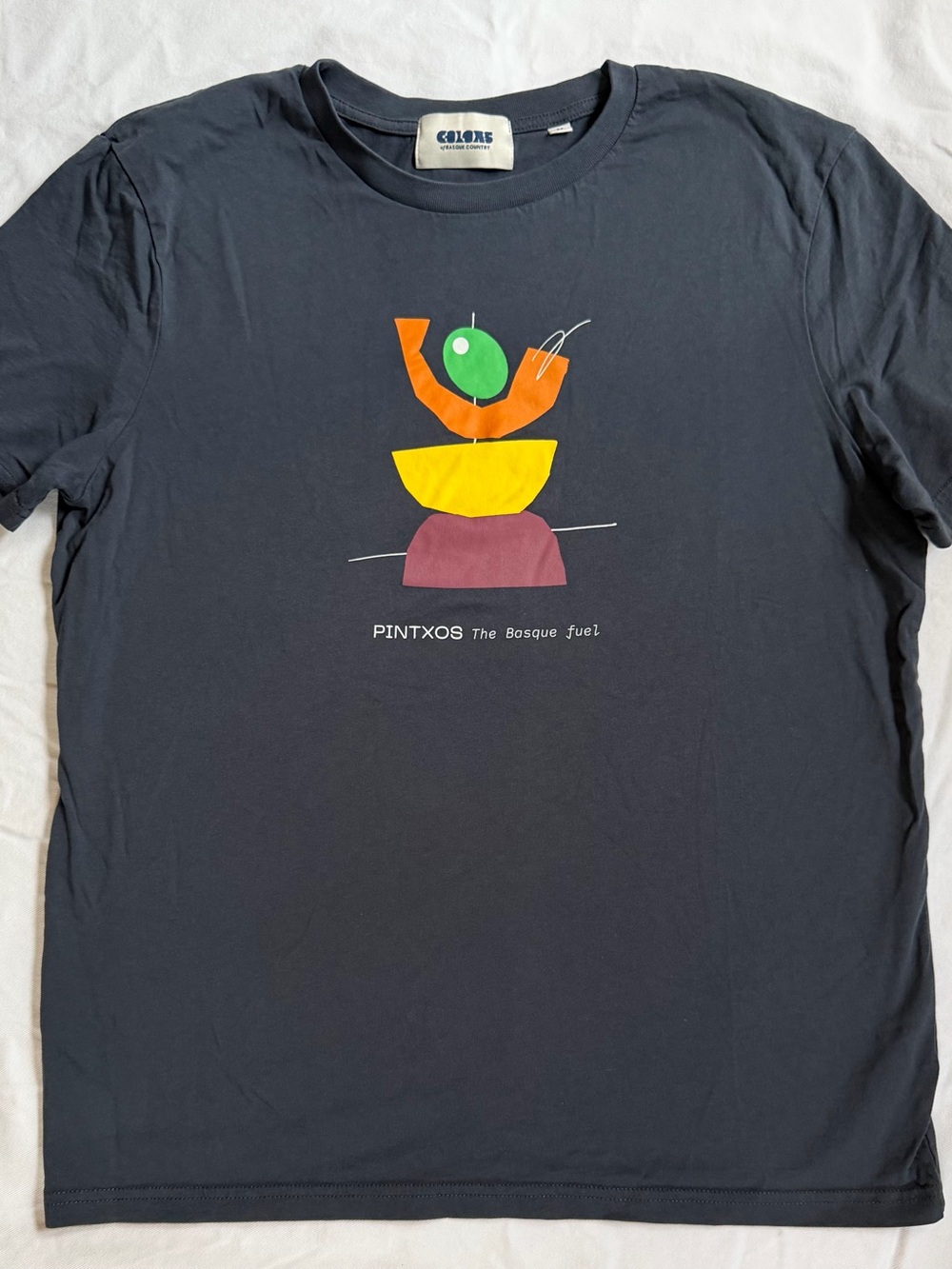 Basque Country Navy Tee with Colorful Pintxos Graphic